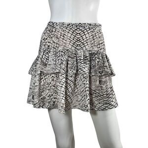Dance & Marvel Snakeskin Print Ruffled Mini Skirt Medium